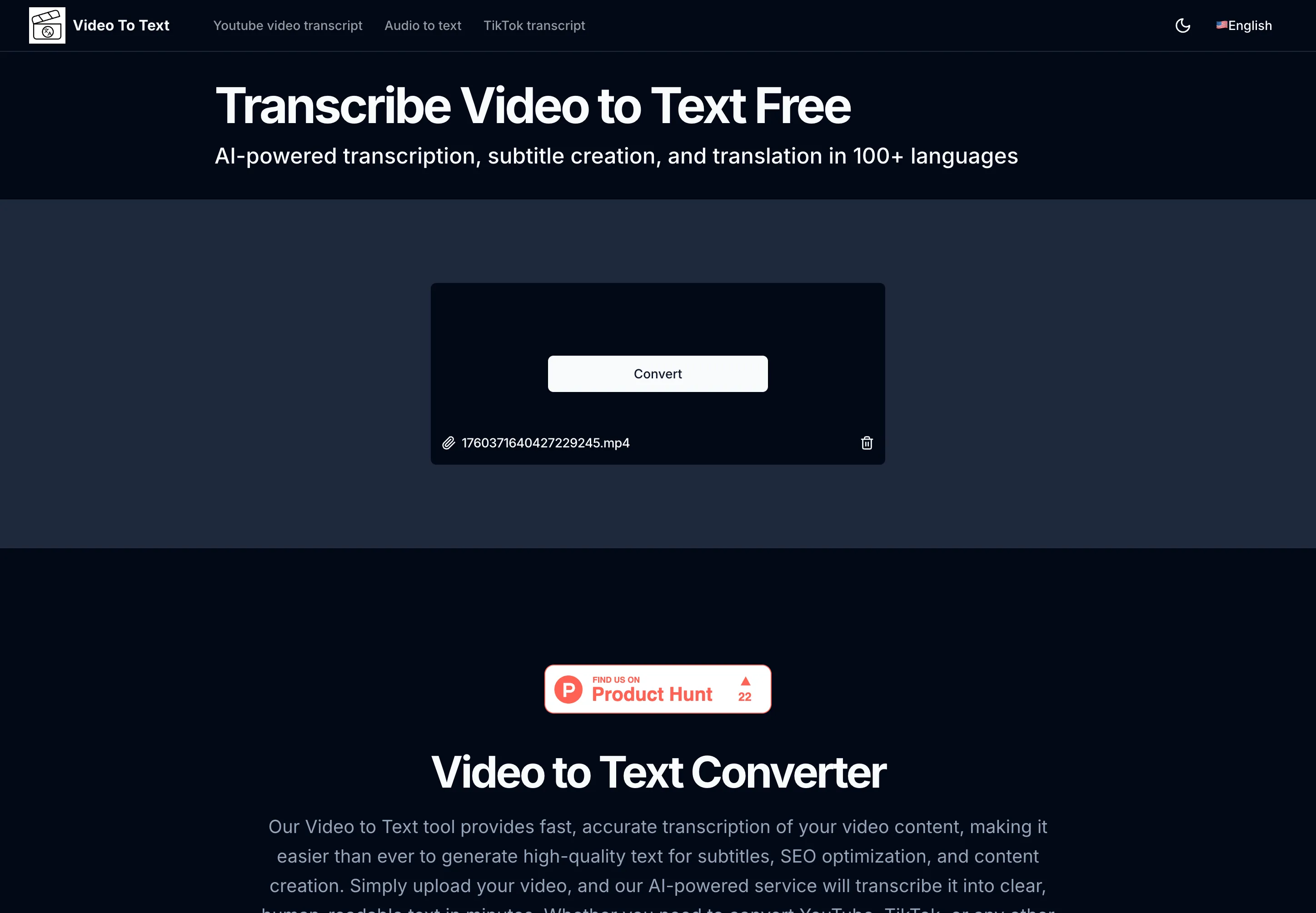 Tải lên tệp video to text