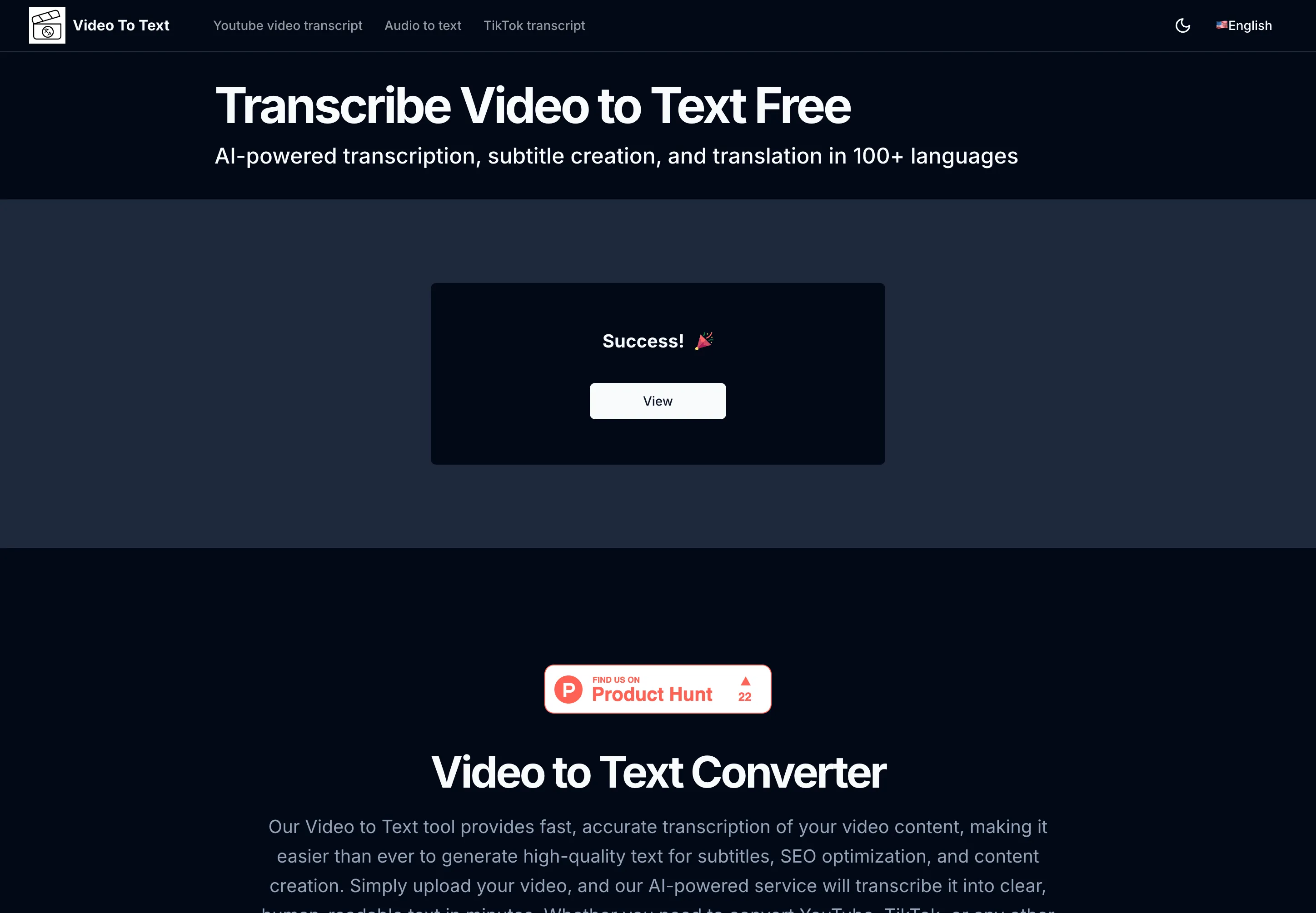 Video to text start conversion